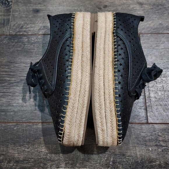 Steve Madden Shadow Laceup Leather Espadrilles 2" Plateform Star Cutout Summer - Picture 6 of 14